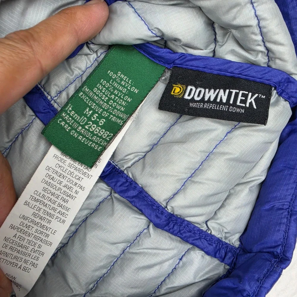 L.L. Bean Kids M 5-6 Ultralight 650 DownTek Puffer Jacket Blue 296982